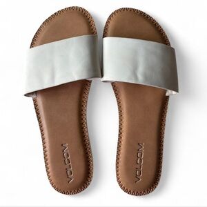Volcom Women's Cream and Tan Slide Sandals